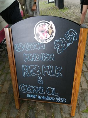 Ice cream sign - £3.50. Made from rice milk & coconut oil at The Happy Cow in Bristol