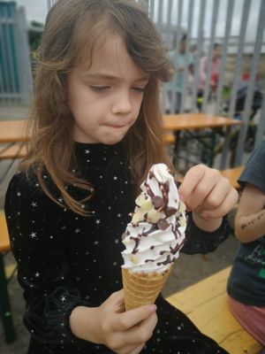 Chocolate sauce with chocolate pieces at The Happy Cow in Bristol