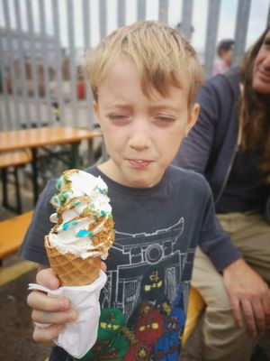 Bubblegum and chocolate sauce with biscoff pieces at The Happy Cow in Bristol