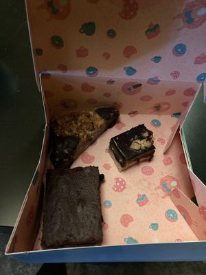 Slutty brownie, nut corner and  a half eaten chocolate caramel nut bar 😆  at Kjeks - Ottensen in Hamburg