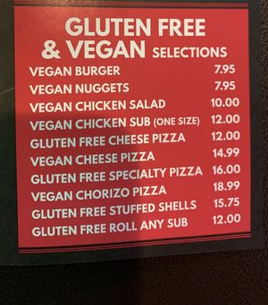 To-Go Menu Section  at Sophia's Italian Restaurant & Pizzeria in Reading