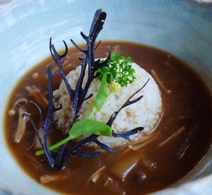 Rice with mushrooms   at Yasai Cafe Meguri in Nikko