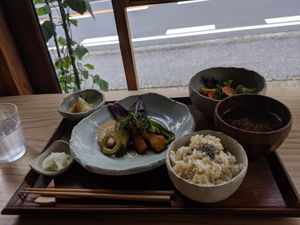 めぐみありがとうplate for lunch at Yasai Cafe Meguri in Nikko