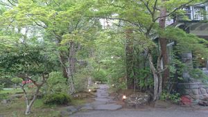 Pathway by the side of Meijikan leading to the hidden restaurant  at Gyoshintei in Nikko