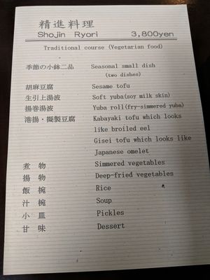 vegan set menu at Gyoshintei in Nikko
