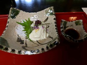 Shashimi style yuba at Gyoshintei in Nikko