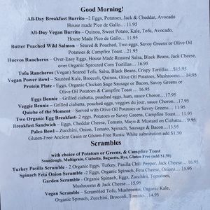 Breakfast menu at Savoy Cafe and Deli in Santa Barbara