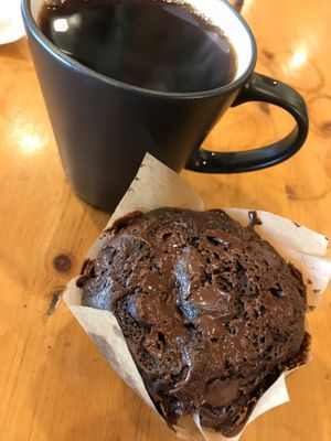 Vegan chocolate muffin at Savoy Cafe and Deli in Santa Barbara