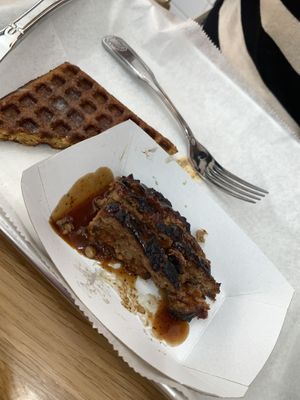 Impossible smoked main with cornbread waffle   at Pure Grit BBQ in New York City