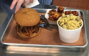 Burger, mac, cheese, & sings at Pure Grit BBQ in New York City
