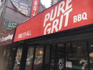 Front entrance at Pure Grit BBQ in New York City