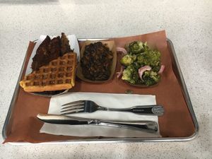 Chik'n & waffles at Pure Grit BBQ in New York City