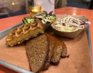 Impossible cut brisket   at Pure Grit BBQ in New York City