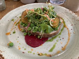 Pea smash on GF bread  at Cult Cafe in Ullapool