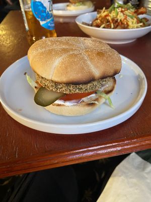 Vegan burger   at Yr Hen VIC in Llandelio