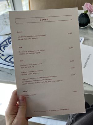 Vegan menu  at Boccalino in Seoul