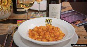 Gnocchetti al sugo fresco di melanzane e basilico at WonderUmbria in Torgiano