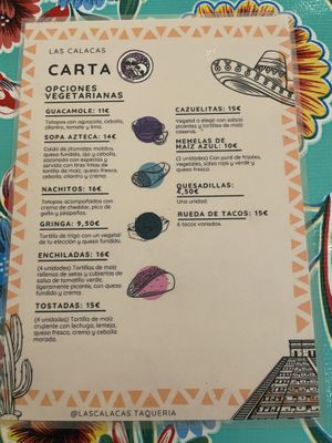 Vegetarian menu, mostly veganizable   at Taquería Las Calacas in Gijon