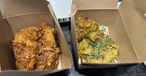 Onion bhaji and hare kebab   at Timur in South East London