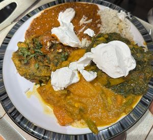 Mix of everything as a takeaway (vegan yoghurt my own)   at Timur in South East London