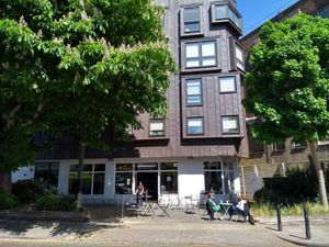 Exterior and outdoor seating at The Classroom N7 in North London