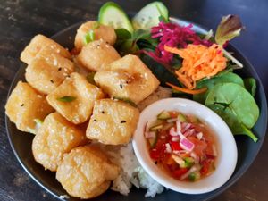 Filipino rice bowl at The Classroom N7 in North London