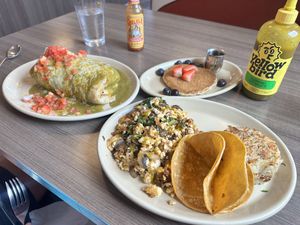 The tofu scramble with soyrizo and burrito with the same were incredible! Side of vegan pancakes to share. This is at the Marietta location. Highly recommend!  at Snooze in Sandy Springs