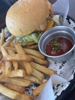 Hamburguesa con tequeños   at Red Frog Vegan Bar in Buenos Aires