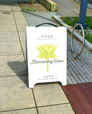 Sandwich board at Blossoming Lotus in Portland