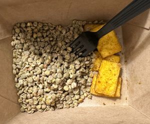 Side of lentils and tofu   at Blossoming Lotus in Portland