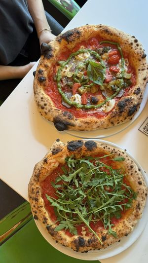 Billie & Mara with extra rocket  at Al Catzone Pizza Napovegana in Berlin