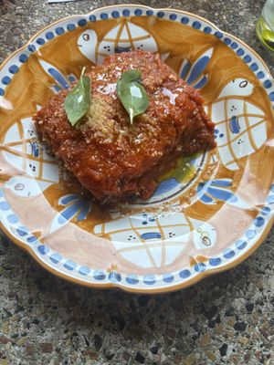 Eggplant parmigiana  at Al Catzone Pizza Napovegana in Berlin