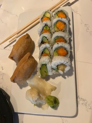 Inari and tempura yam roll  at Nori in Arcata