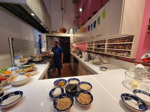 Super friendly staff and a beautiful kitchen space!  at Aura Cocina Mexicana in Mexico City