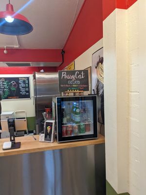 Inside counter at PussyCat Gelato in Scottsdale