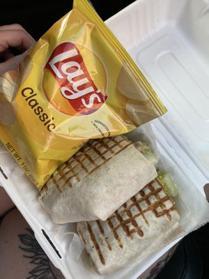 You also get some Lays with each meal - we took out - this was the chicken Caesar wrap    at Bella Casa Vegana in New Haven