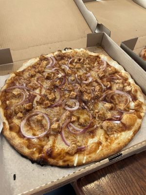 vegan BBQ chix pizza   at Bella Casa Vegana in New Haven