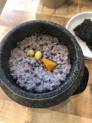 Purple rice that comes with the soup   at Ilpum Soft Tofu  in Jeju