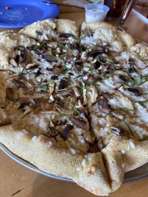 The Wholly Shitake Pizza veganized ! at Mellow Mushroom in Fayetteville