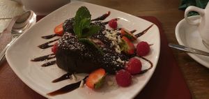 Warm chocolate cake at Il Piccolinos in Warwick