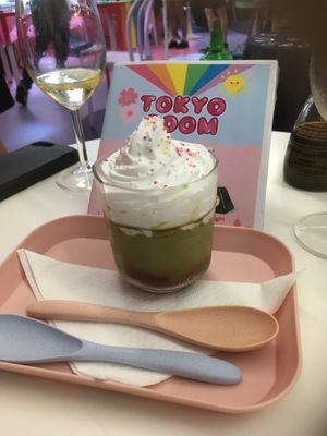 Matcha strawberry pudding  at Tokyo Boom in Vienna