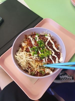 Katsu Don with vegan Schnitzel and Mayo at Tokyo Boom in Vienna