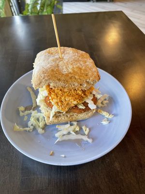 Vegan pimento and chicken sandwich   at Preservation Biscuit Company in Falls Church