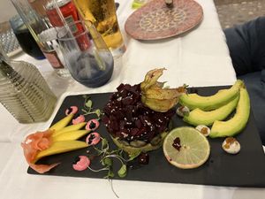 Gorgeous beetroot tartar  at Bistro Shabby Chíc in Altea