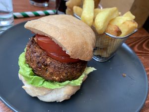 Lentil burger 🍔  at The Atherstone Red Lion Hotel in Atherstone