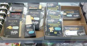 Imported vegan cheeses at Hunza Maul 훈자건강마을 in Seoul