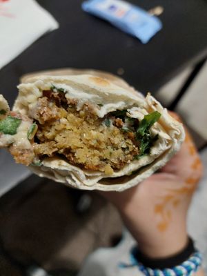 falafel wrap with hummus at Falafel House in Thessaloniki