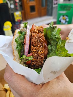Vegan burger :) at Falafel House in Thessaloniki