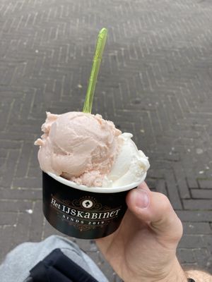 Rhubarb, pear, and dark chocolate at the bottom  at Het IJskabinet in The Hague