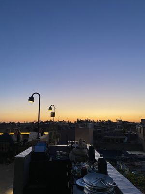 Terrace at night  at Nomad in Marrakech